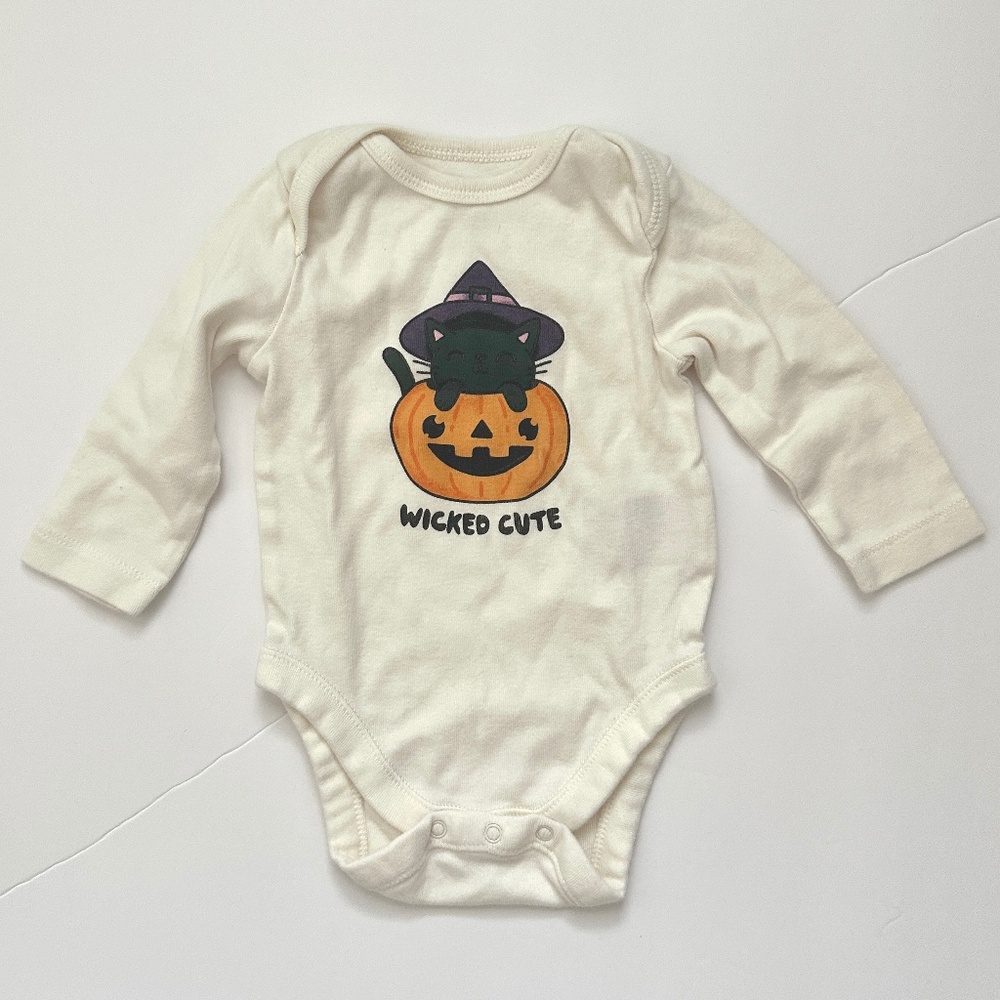 Old Navy Baby Halloween Onesie Cute Cat Pumpkin 0-3m